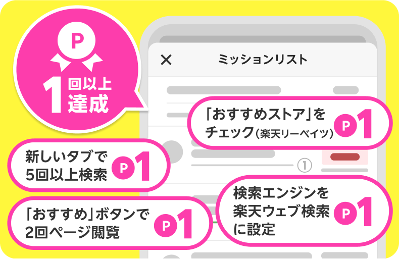 ミッションリスト内のミッションを1回以上達成