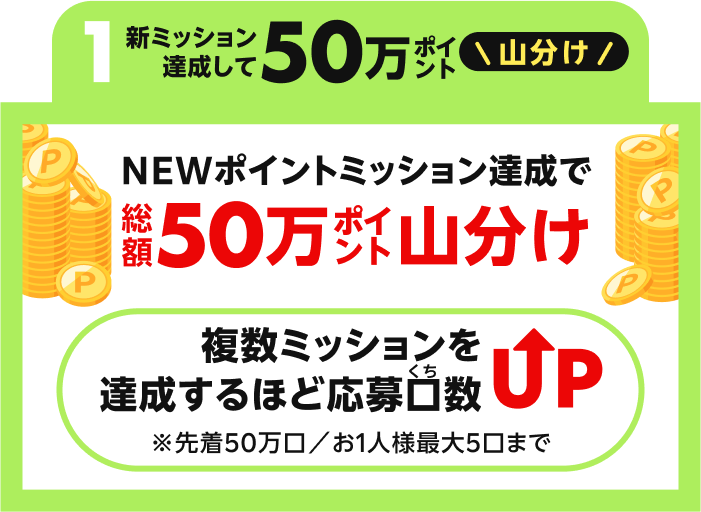 新ミッション達成で50万ポイント山分け